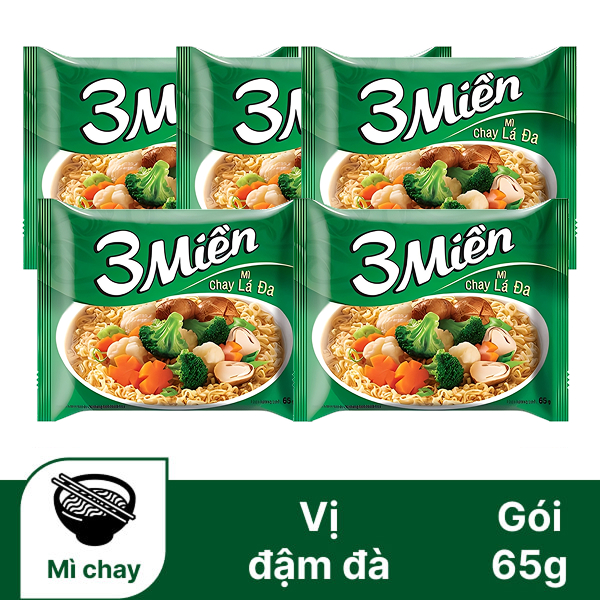 5 gói mì chay lá đa 3 Miền 65g