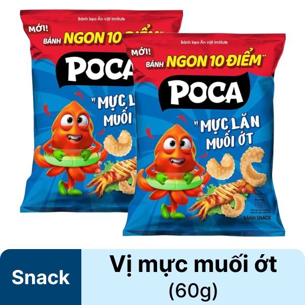 2 gói snack mực lăn muối ớt Poca 60g