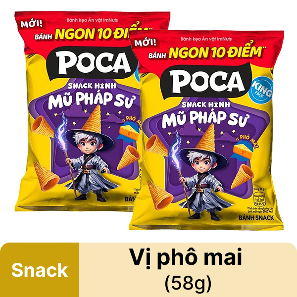 2 gói Snack hình mũ pháp sư vị phô mai Poca