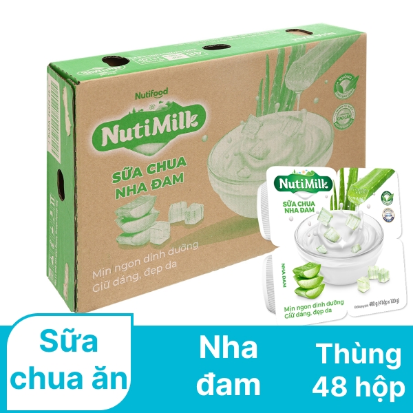 Thùng 48 hộp sữa chua nha đam Nutimilk 100g (12 lốc)