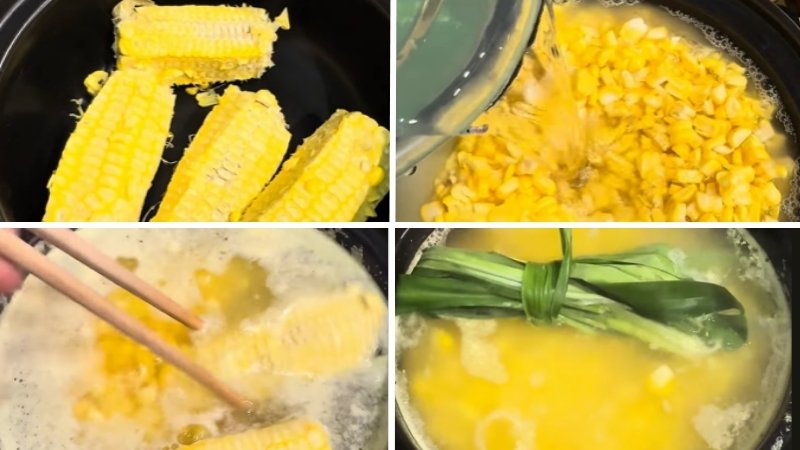 Nấu nước cốt bắp và lấy hương thơm