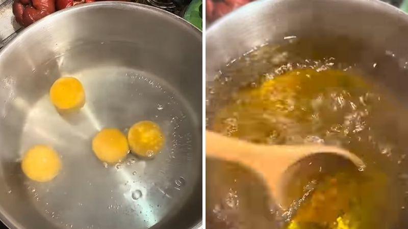 Bước 2: Nấu nước đường