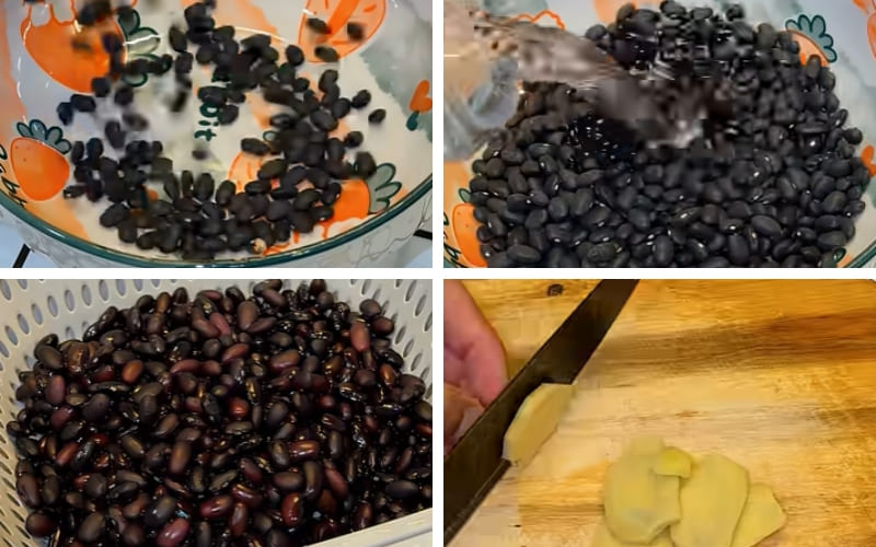 Đậu đen được ngâm mềm giúp nấu nhanh hơn.