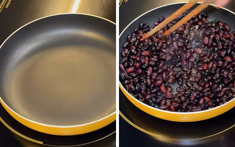 Rang đậu nhẹ giúp hạt đậu thơm và bùi.