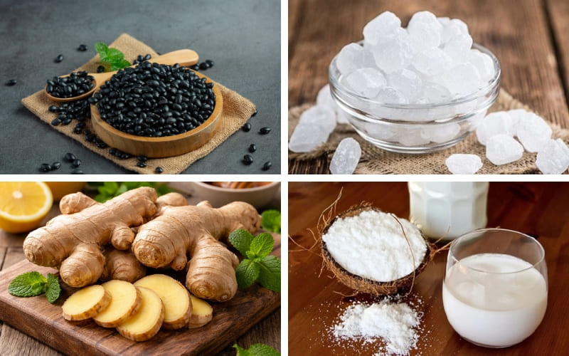 Các nguyên liệu đơn giản tạo nên món chè thanh mát.