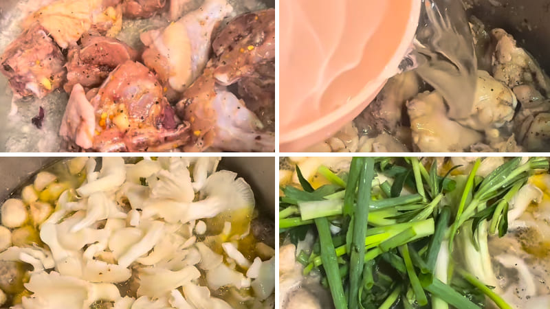 Bước 2: Làm gà nấu nấm