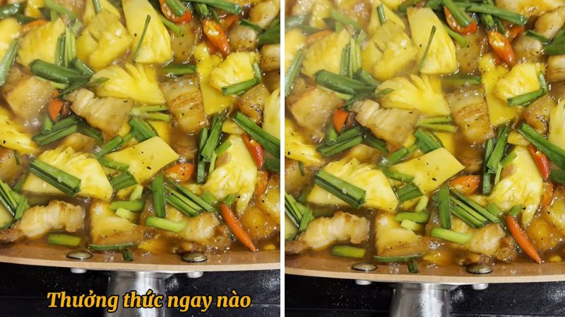 Thưởng thức thịt ba chỉ kho dứa