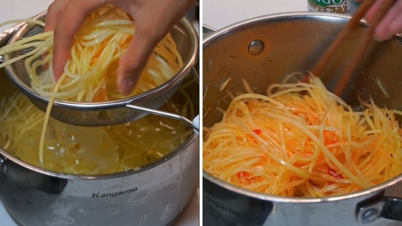 Bước 1: Sơ chế đu đủ