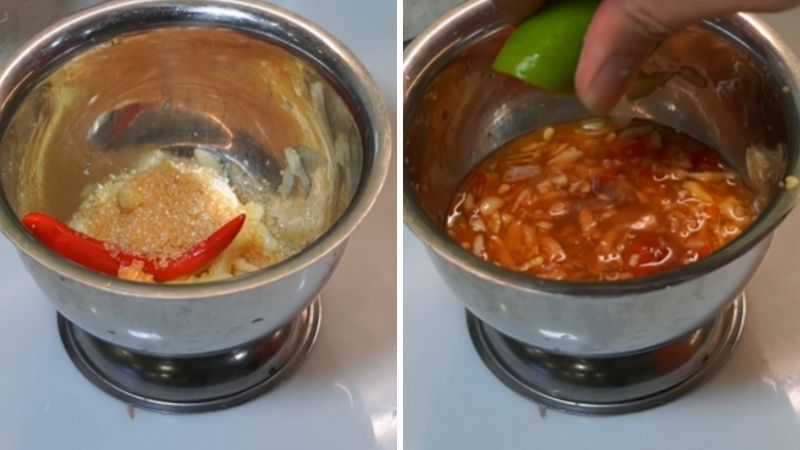 Bước 2: Pha hỗn hợp gia vị trộn gỏi