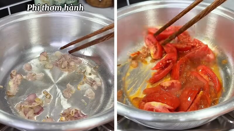Phi thơm hành và xào sơ cà chua