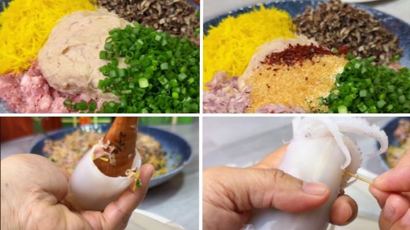 Trộn nhân và nhồi mực