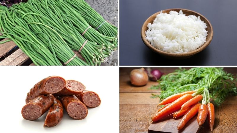 Nguyên liệu làm món cơm chiên dương châu