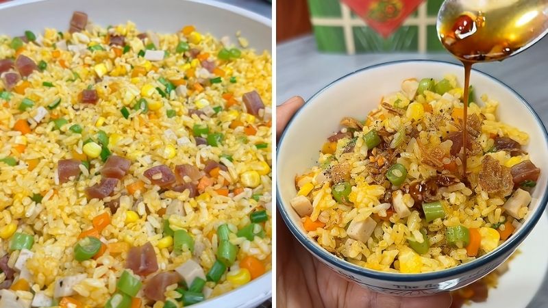 Bước 3: Chiên cơm