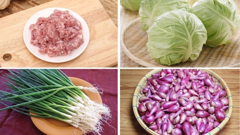 Nguyên liệu làm bắp cải cuộn thịt