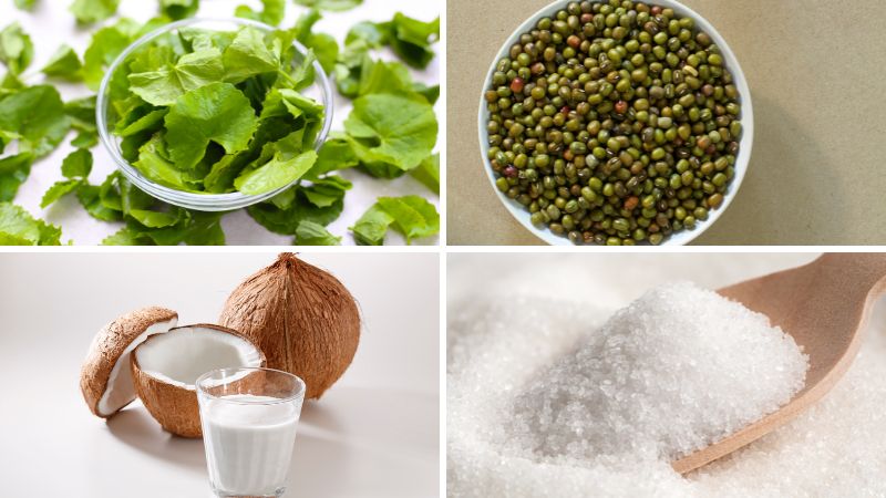 Nguyên liệu pha rau má đậu xanh