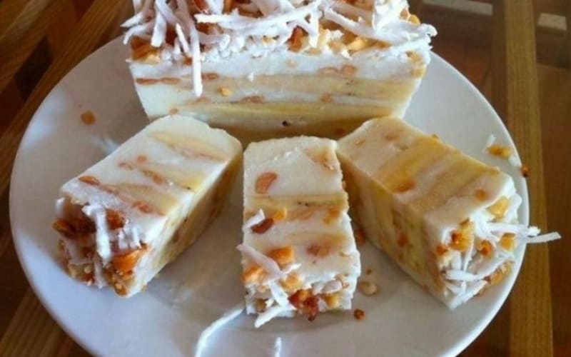 Món kem chuối hoàn thành với hương vị béo.