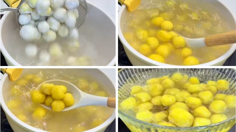 Nấu chín chuối viên