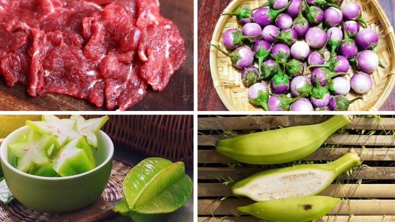 Nguyên liệu làm gỏi bò cà pháo