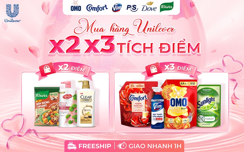Tích điểm X3 qua app Bách hóa XANH khi mua sản phẩm từ Unilever Tích điểm X3 qua app Bách hóa XANH khi mua sản phẩm từ Unilever