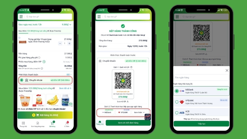 Thanh toán App-to-App nhanh và an toàn tại Bách hóa XANH