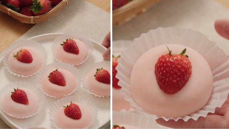 Thành phẩm mochi dâu tây