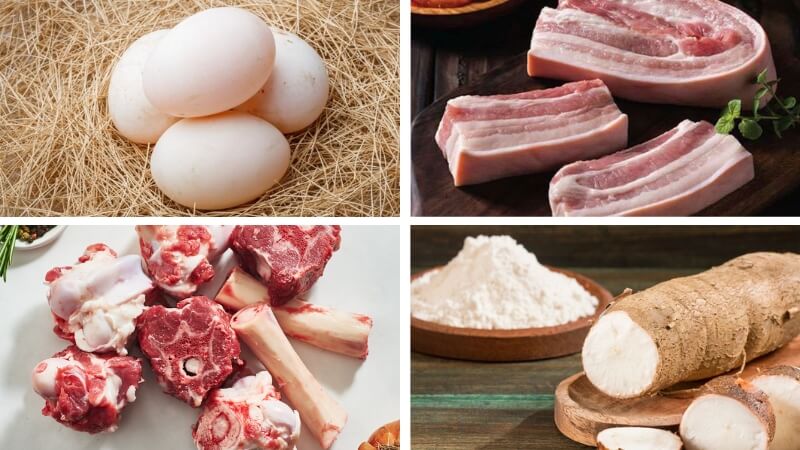 Nguyên liệu làm thịt nhồi trứng