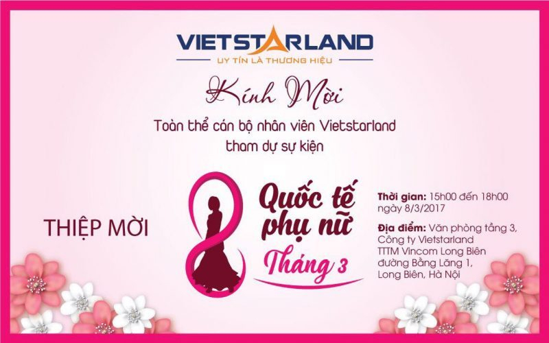 Mẫu lời mời dự tiệc 8/3 cho công ty Mẫu lời mời dự tiệc 8/3 cho công ty