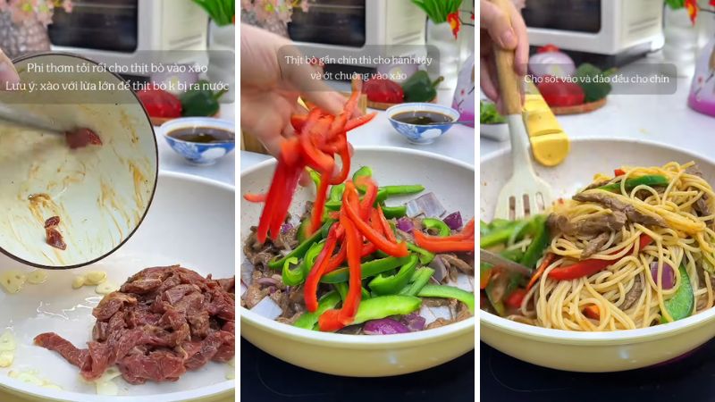 Nấu mì Ý thịt bò sốt tiêu đen Nấu mì Ý thịt bò sốt tiêu đen