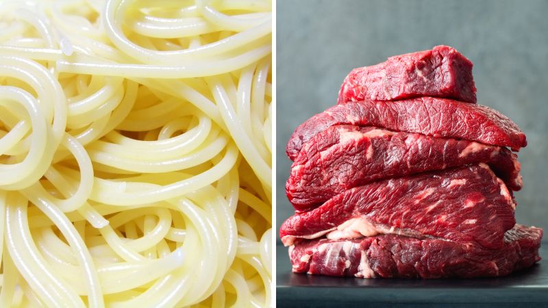 Nguyên liệu làm món mì Ý thịt bò sốt tiêu đen Nguyên liệu làm món mì Ý thịt bò sốt tiêu đen