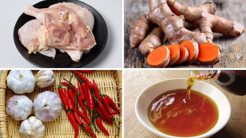 Nguyên liệu làm món đùi gà lóc xương ram Nguyên liệu làm món đùi gà lóc xương ram