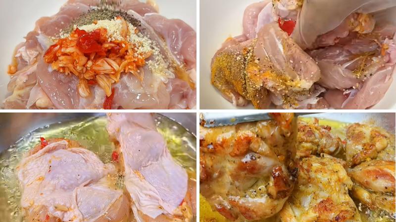 Ướp đùi gà và chiên sơ Ướp đùi gà và chiên sơ