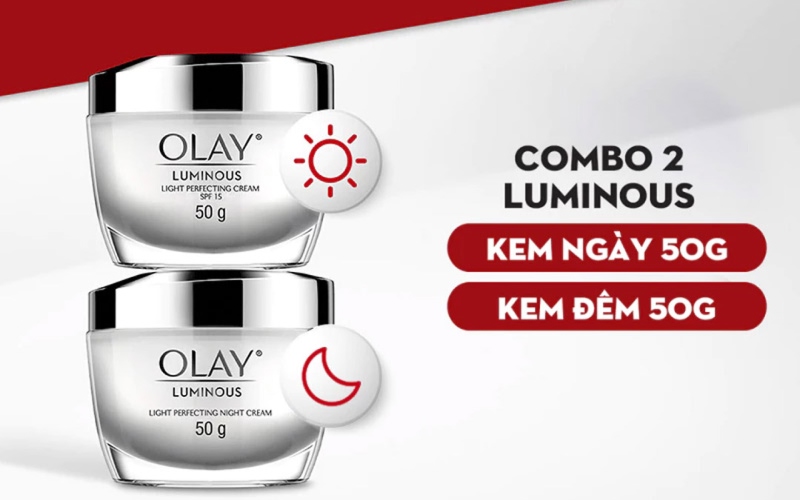 Set Olay Luminous (Trắng) - Dưỡng sáng và mờ thâm nám chuyên sâu