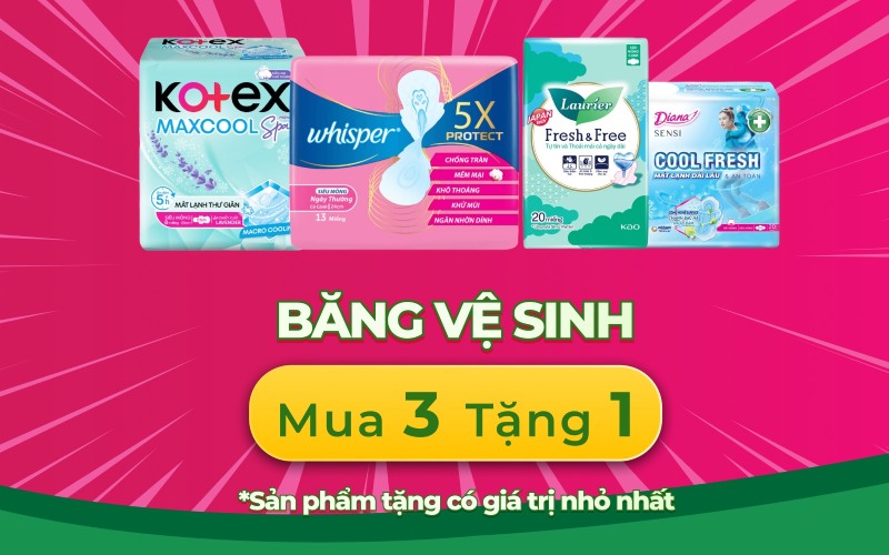 Từ 05/03 - 17/03/2026, Băng vệ sinh MUA 3 TẶNG 1 cực 'hời'