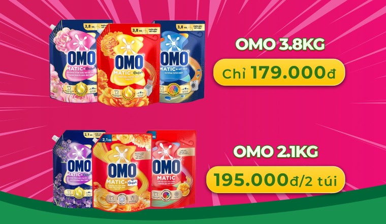 Từ 05/03 - 17/03/2026, Nước giặt OMO giảm sốc chỉ từ 179k/túi 3.8 kg