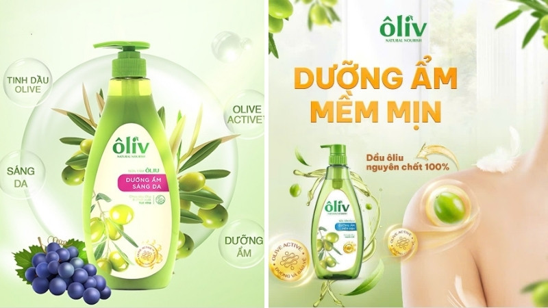 Sữa tắm Ôliv chứa dầu ô liu nguyên chất giúp cấp ẩm sâu và nuôi dưỡng làn da trắng sáng