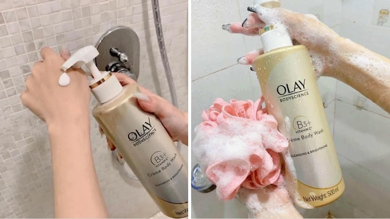 Sữa tắm Olay Body Wash chứa Niacinamide tinh khiết giúp bật tông da nhanh chóng