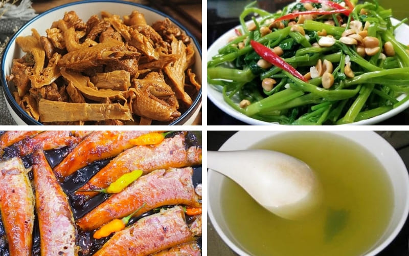 Thực đơn đậm chất miền Trung truyền thống.