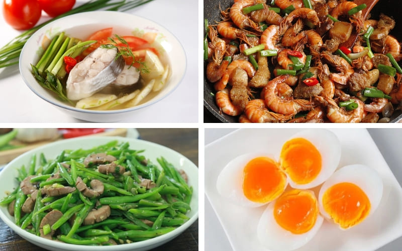 Thực đơn mang hương vị gia đình giản dị.