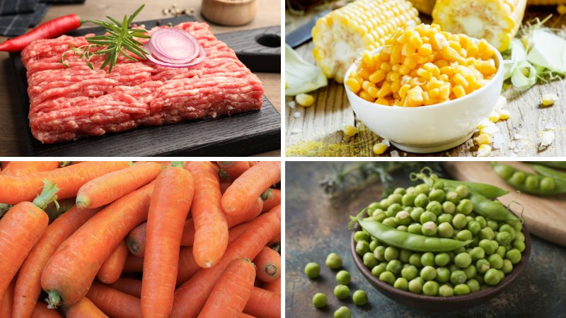 Nguyên liệu làm món thịt băm xào rau củ