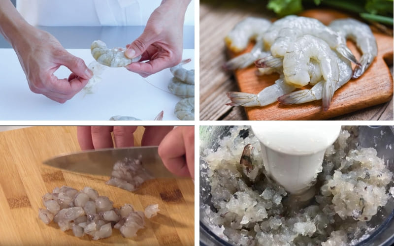 Tôm được làm sạch giúp chả thơm.