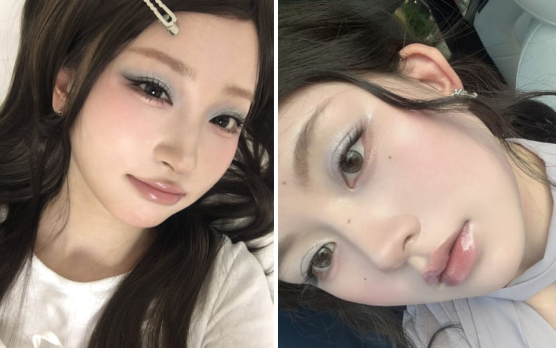 Bước 2: Tán màu xanh nhạt làm nền cho bầu mắt