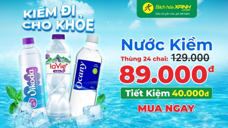 Kiềm đi cho khỏe - Mua thùng nước kiềm 24 chai chỉ 89k