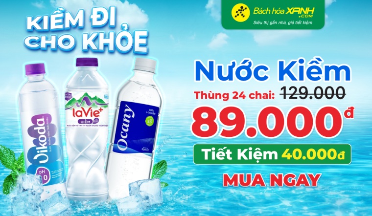 Kiềm đi cho khỏe - Mua thùng nước kiềm 24 chai chỉ 89k