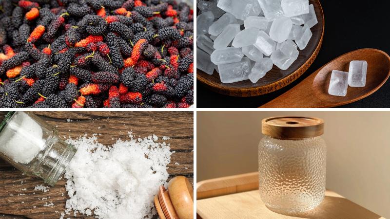 Nguyên liệu làm món dâu tằm ngâm đường phèn