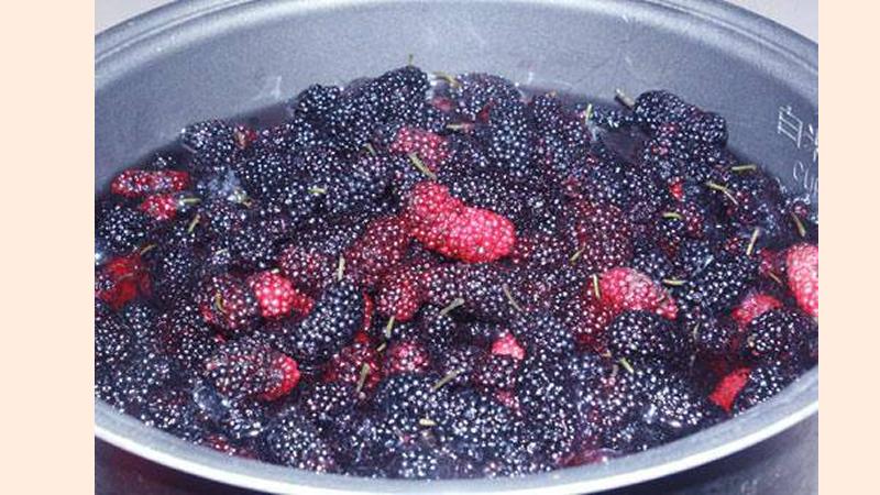 Chần dâu qua nước sôi