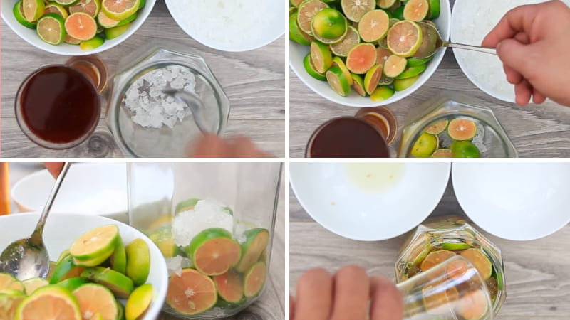 Bước 2: Ngâm chanh đào mật ong trị ho