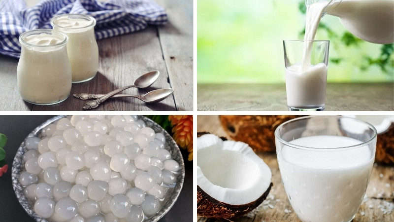 Nguyên liệu làm sữa chua trân châu cốt dừa