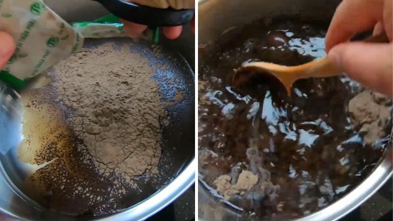 Bước 1: Ngâm và hòa bột sương sáo
