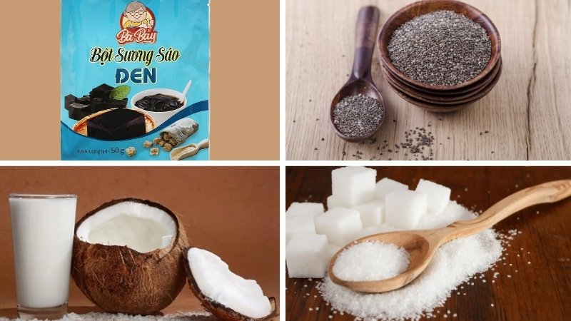 Nguyên liệu làm sương sáo hạt chia