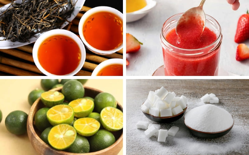 Các nguyên liệu đơn giản giúp tạo nên ly trà thơm ngon.